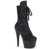 Bársony 18 cm ADORE-1045VEL poledance bokacsizma magassarkű fekete