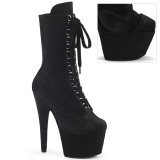 Bársony 18 cm ADORE-1045VEL poledance bokacsizma magassarkú fekete + védő lábujjvédők