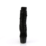 Bársony 18 cm ADORE-1045VEL poledance bokacsizma magassarkú fekete + védő lábujjvédők