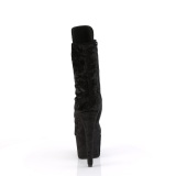 Bársony 18 cm ADORE-1045VEL poledance bokacsizma magassarkű fekete + védő lábujjvédők