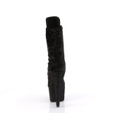 Bársony 18 cm ADORE-1045VEL poledance bokacsizma magassarkú fekete + védő lábujjvédők