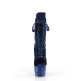 Bársony 18 cm ADORE-1045VEL poledance bokacsizma magassarkú kék + védő lábujjvédők