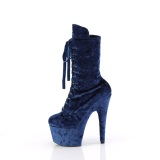 Bársony 18 cm ADORE-1045VEL poledance bokacsizma magassarkú kék + védő lábujjvédők