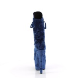 Bársony 18 cm ADORE-1045VEL poledance bokacsizma magassarkű kék + védő lábujjvédők