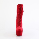 Bársony 18 cm ADORE-1045VEL poledance bokacsizma magassarkú piros + védő lábujjvédők