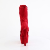 Bársony 18 cm ADORE-1045VEL poledance bokacsizma magassarkű piros + védő lábujjvédők