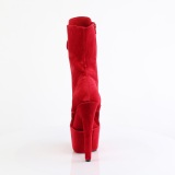 Bársony 18 cm ADORE-1045VEL poledance bokacsizma magassarkú piros + védő lábujjvédők