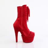Bársony 18 cm ADORE-1045VEL poledance bokacsizma magassarkú piros + védő lábujjvédők