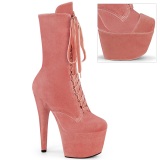 Bársony 18 cm ADORE-1045VEL poledance bokacsizma magassarkú rózsaszín + védő lábujjvédők