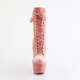 Bársony 18 cm ADORE-1045VEL poledance bokacsizma magassarkú rózsaszín + védő lábujjvédők