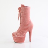 Bársony 18 cm ADORE-1045VEL poledance bokacsizma magassarkú rózsaszín + védő lábujjvédők