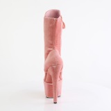 Bársony 18 cm ADORE-1045VEL poledance bokacsizma magassarkú rózsaszín + védő lábujjvédők