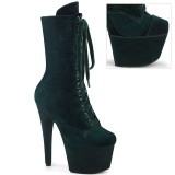 Bársony 18 cm ADORE-1045VEL poledance bokacsizma magassarkú zöld + védő lábujjvédők