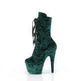 Bársony 18 cm ADORE-1045VEL poledance bokacsizma magassarkú zöld + védő lábujjvédők