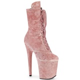 Bársony 18 cm FLAMINGO-1045VEL poledance bokacsizma magassarkű rózsaszín