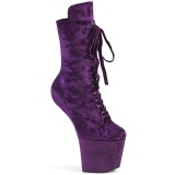 Bársony 18 cm pony heelless CRAZE-1045VEL poledance bokacsizma magassarkű bibor