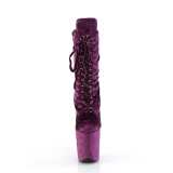 Bársony 20 cm FLAMINGO-1045VEL poledance bokacsizma magassarkú bibor + védő lábujjvédők
