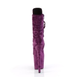 Bársony 20 cm FLAMINGO-1045VEL poledance bokacsizma magassarkú bibor + védő lábujjvédők