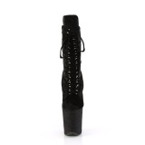 Bársony 20 cm FLAMINGO-1045VEL poledance bokacsizma magassarkű fekete + védő lábujjvédők