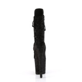 Bársony 20 cm FLAMINGO-1045VEL poledance bokacsizma magassarkű fekete + védő lábujjvédők