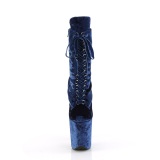 Bársony 20 cm FLAMINGO-1045VEL poledance bokacsizma magassarkű kék + védő lábujjvédők