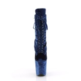 Bársony 20 cm FLAMINGO-1045VEL poledance bokacsizma magassarkú kék + védő lábujjvédők