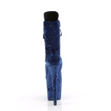 Bársony 20 cm FLAMINGO-1045VEL poledance bokacsizma magassarkű kék + védő lábujjvédők