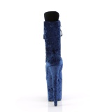 Bársony 20 cm FLAMINGO-1045VEL poledance bokacsizma magassarkú kék + védő lábujjvédők
