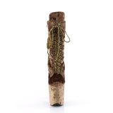 Bársony 20 cm FLAMINGO-1045VEL poledance bokacsizma magassarkú khaki + védő lábujjvédők