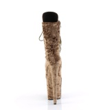 Bársony 20 cm FLAMINGO-1045VEL poledance bokacsizma magassarkú khaki + védő lábujjvédők
