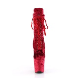 Bársony 20 cm FLAMINGO-1045VEL poledance bokacsizma magassarkú piros + védő lábujjvédők