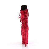 Bársony 20 cm FLAMINGO-1045VEL poledance bokacsizma magassarkú piros + védő lábujjvédők