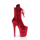 Bársony 20 cm FLAMINGO-1045VEL poledance bokacsizma magassarkú piros + védő lábujjvédők