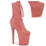 Bársony 20 cm FLAMINGO-1045VEL poledance bokacsizma magassarkú rózsaszín + védő lábujjvédők