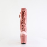 Bársony 20 cm FLAMINGO-1045VEL poledance bokacsizma magassarkű rózsaszín + védő lábujjvédők
