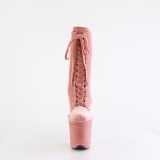 Bársony 20 cm FLAMINGO-1045VEL poledance bokacsizma magassarkú rózsaszín + védő lábujjvédők