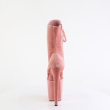 Bársony 20 cm FLAMINGO-1045VEL poledance bokacsizma magassarkű rózsaszín + védő lábujjvédők