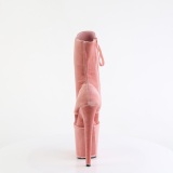 Bársony 20 cm FLAMINGO-1045VEL poledance bokacsizma magassarkú rózsaszín + védő lábujjvédők