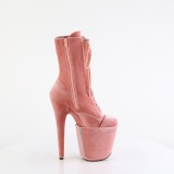 Bársony 20 cm FLAMINGO-1045VEL poledance bokacsizma magassarkú rózsaszín + védő lábujjvédők