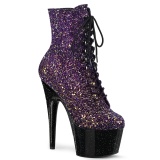 Bíbor glitter 18 cm ADORE-1020OMBG rúdtánc cipő - platform bokacsizma