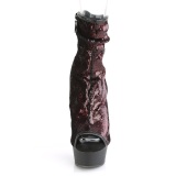Burgundia 15 cm DELIGHT-1008SQ női flitterekkel magassarkú bokacsizma