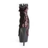 Burgundia 15 cm DELIGHT-1008SQ női flitterekkel magassarkú bokacsizma