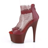 Burgundia 18 cm ADORE-765RM csillámos platform szandal magassarkú