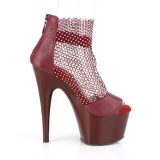 Burgundia 18 cm ADORE-765RM csillámos platform szandal magassarkú