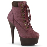 Burgundia utánzás velúr 15 cm DELIGHT-600TL-02 pleaser bokacsizma platform