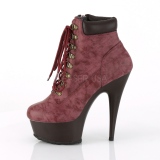 Burgundia utánzás velúr 15 cm DELIGHT-600TL-02 pleaser bokacsizma platform