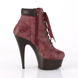 Burgundia utánzás velúr 15 cm DELIGHT-600TL-02 pleaser bokacsizma platform
