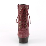 Burgundia utánzás velúr 15 cm DELIGHT-600TL-02 pleaser bokacsizma platform