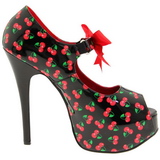 Cseresznye Minta Fekete 14,5 cm Burlesque TEEZE-25-3 női cipők magassarkű