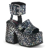 Ezüst 12,5 cm DemoniaCult CAMEL-102 Platform Szandál